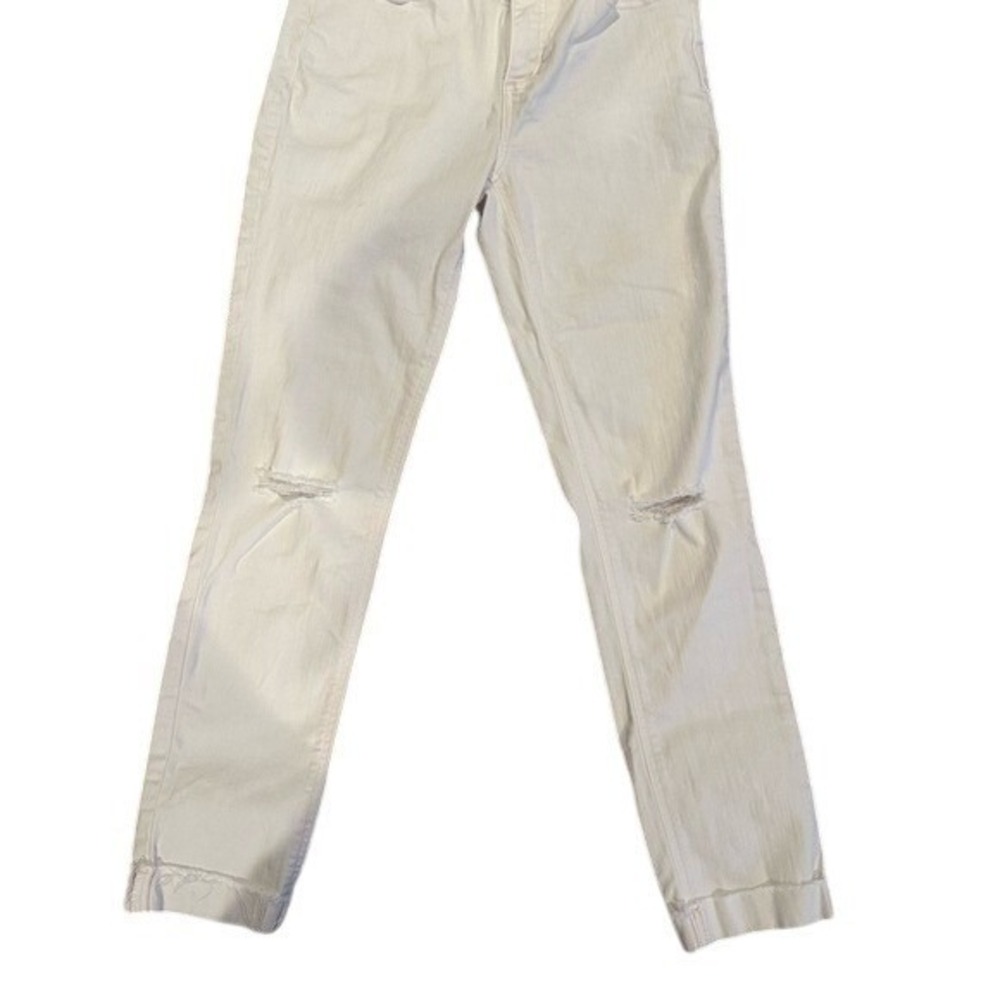 LC Lauren Conrad White Distressed Raw Hem Skinny Ankle Jeans